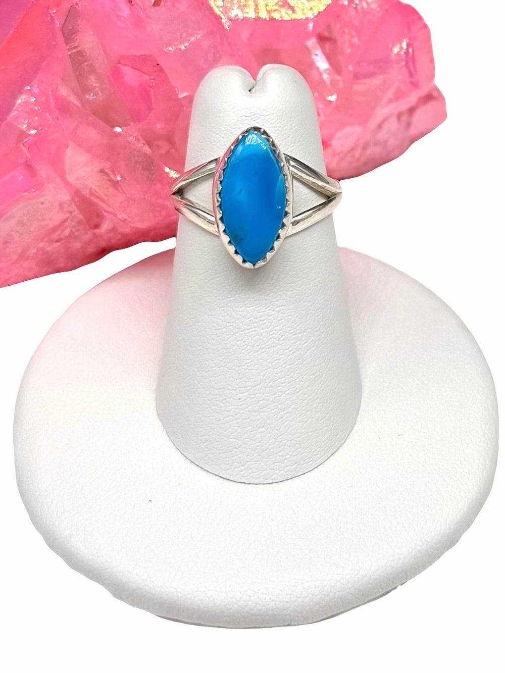 Aztec Mountain Turquoise Ring Size 5 Solid 925 Sterling Silver